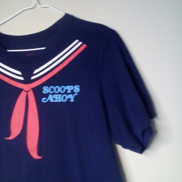 Netflix Stranger Things Shirt Women M Scoops Ahoy Short Sleeve Sailor Blue Red - Picture 8 of 14